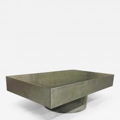 Willy Rizzo Style of Willy Rizzo Pure Design Brushed Steel Table with Lucite Lightening Base - 409656