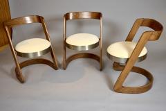 Willy Rizzo WILLY RIZZO LACQUERED WOOD AND STEEL DINING CHAIRS FOR MARIO SABOT - 3166269