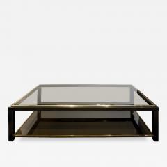 Willy Rizzo Willy Rizzo 2 Tier Coffee Table in Gunmetal and Brass 1960s - 793479