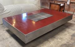 Willy Rizzo Willy Rizzo Alveo Rectangular Red and Chrome Italian Coffee Table 1970s - 2221319