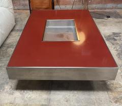 Willy Rizzo Willy Rizzo Alveo Rectangular Red and Chrome Italian Coffee Table 1970s - 2221321