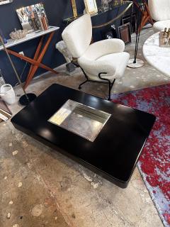 Willy Rizzo Willy Rizzo Black Lacquer and Chrome Bar Coffee Table 1970s - 3446135