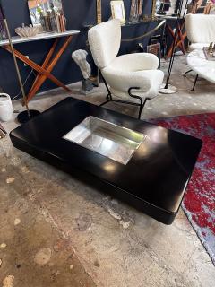 Willy Rizzo Willy Rizzo Black Lacquer and Chrome Bar Coffee Table 1970s - 3446141