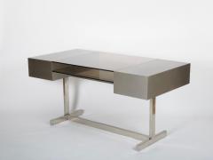 Willy Rizzo Willy Rizzo Brushed steel and tinted glass desk Italy c1970s - 4750557