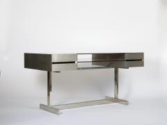 Willy Rizzo Willy Rizzo Brushed steel and tinted glass desk Italy c1970s - 4750562
