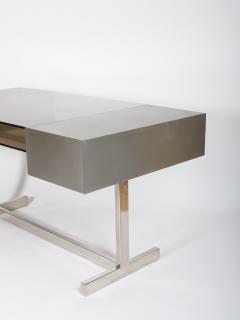 Willy Rizzo Willy Rizzo Brushed steel and tinted glass desk Italy c1970s - 4750564