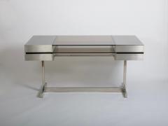 Willy Rizzo Willy Rizzo Brushed steel and tinted glass desk Italy c1970s - 4750608