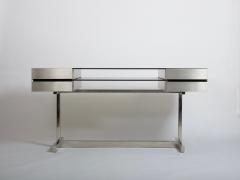Willy Rizzo Willy Rizzo Brushed steel and tinted glass desk Italy c1970s - 4750612