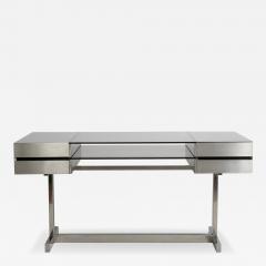 Willy Rizzo Willy Rizzo Brushed steel and tinted glass desk Italy c1970s - 4751340