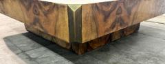 Willy Rizzo Willy Rizzo Burl Wood and Brass Coffee Table Italy 1970s - 4704013