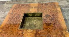Willy Rizzo Willy Rizzo Burl Wood and Brass Coffee Table Italy 1970s - 4704014
