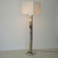 Willy Rizzo Willy Rizzo Chrome and Brass Floor Lamp on Geometric Base - 481553