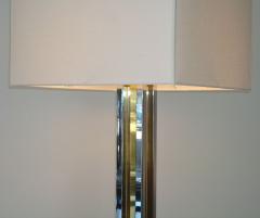 Willy Rizzo Willy Rizzo Chrome and Brass Floor Lamp on Geometric Base - 481556