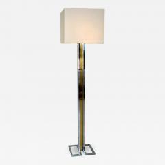 Willy Rizzo Willy Rizzo Chrome and Brass Floor Lamp on Geometric Base - 496184