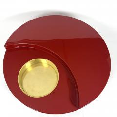 Willy Rizzo Willy Rizzo Coffee Table TRG Red Lacquer and Brass Italy 1969 - 3872375