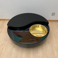 Willy Rizzo Willy Rizzo Coffee Table Yin Yang Black Lacquer and Brass Italy circa 1970 - 4346262