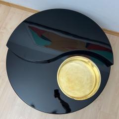 Willy Rizzo Willy Rizzo Coffee Table Yin Yang Black Lacquer and Brass Italy circa 1970 - 4346263