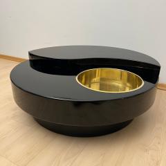 Willy Rizzo Willy Rizzo Coffee Table Yin Yang Black Lacquer and Brass Italy circa 1970 - 4346265