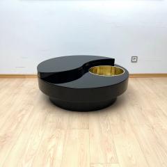 Willy Rizzo Willy Rizzo Coffee Table Yin Yang Black Lacquer and Brass Italy circa 1970 - 4346269