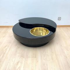 Willy Rizzo Willy Rizzo Coffee Table Yin Yang Black Lacquer and Brass Italy circa 1970 - 4346271