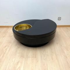 Willy Rizzo Willy Rizzo Coffee Table Yin Yang Black Lacquer and Brass Italy circa 1970 - 4346272