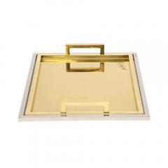 Willy Rizzo Willy Rizzo Drink Trays Brass Polished Stainless Steel Signed - 2850326