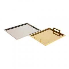 Willy Rizzo Willy Rizzo Drink Trays Brass Polished Stainless Steel Signed - 2850327