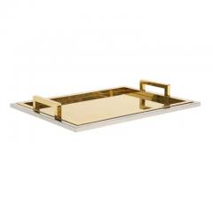 Willy Rizzo Willy Rizzo Drink Trays Brass Polished Stainless Steel Signed - 3670627