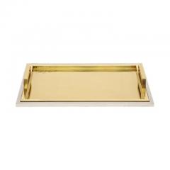 Willy Rizzo Willy Rizzo Drink Trays Brass Polished Stainless Steel Signed - 3670632