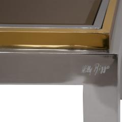 Willy Rizzo Willy Rizzo Flaminia Coffee Table in Polished Chrome and Brass 1970s Signed  - 4387680