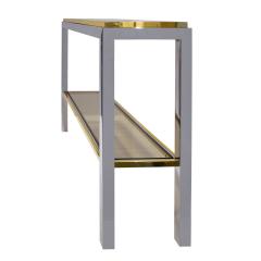 Willy Rizzo Willy Rizzo Flaminia Console Table in Chrome and Brass 1970s Signed  - 3620278