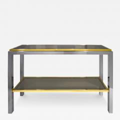 Willy Rizzo Willy Rizzo Flaminia Console Table in Chrome and Brass 1970s Signed  - 3621366