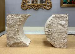 Willy Rizzo Willy Rizzo France Carved Brutalist Travertine Dining Table Ogee Beveled Top - 3680468