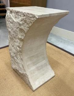 Willy Rizzo Willy Rizzo France Carved Brutalist Travertine Dining Table Ogee Beveled Top - 3680471