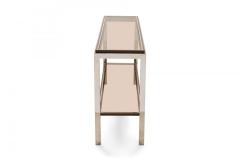 Willy Rizzo Willy Rizzo Italian Mid Century Glass and Chrome Two Tier Console Table - 4273196