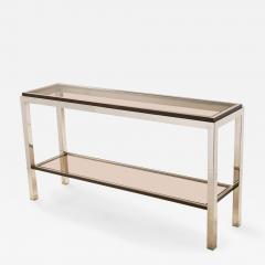 Willy Rizzo Willy Rizzo Italian Mid Century Glass and Chrome Two Tier Console Table - 4279200