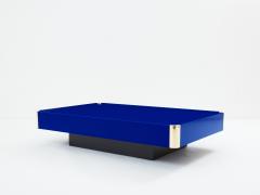 Willy Rizzo Willy Rizzo Majorelle blue lacquer and brass coffee table 1970s - 3425978
