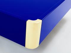 Willy Rizzo Willy Rizzo Majorelle blue lacquer and brass coffee table 1970s - 3425980
