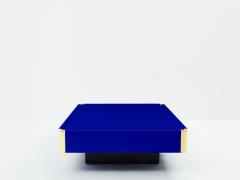 Willy Rizzo Willy Rizzo Majorelle blue lacquer and brass coffee table 1970s - 3425981
