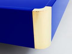 Willy Rizzo Willy Rizzo Majorelle blue lacquer and brass coffee table 1970s - 3425984