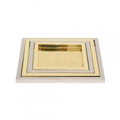 Willy Rizzo Willy Rizzo Nesting Trays Brass Stainless Steel Signed - 2850851