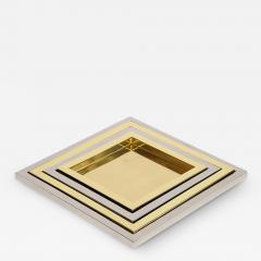 Willy Rizzo Willy Rizzo Nesting Trays Brass Stainless Steel Signed - 2854106