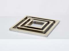 Willy Rizzo Willy Rizzo Nesting Trays serving pieces in steel and brass 1970s - 2976723