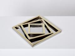 Willy Rizzo Willy Rizzo Nesting Trays serving pieces in steel and brass 1970s - 2976724