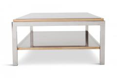Willy Rizzo Willy Rizzo Rectangular Coffee Table In Brass Chrome and Glass 1970s - 845440