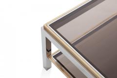 Willy Rizzo Willy Rizzo Rectangular Coffee Table In Brass Chrome and Glass 1970s - 845442