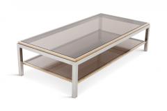 Willy Rizzo Willy Rizzo Rectangular Coffee Table In Brass Chrome and Glass 1970s - 845443