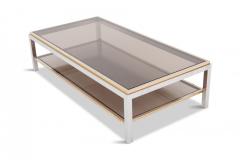 Willy Rizzo Willy Rizzo Rectangular Coffee Table In Brass Chrome and Glass 1970s - 845445