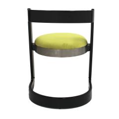 Willy Rizzo Willy Rizzo Set of Eight Black Lacquered Wood and Green Velvet Italian Chairs - 3493839