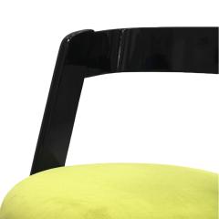 Willy Rizzo Willy Rizzo Set of Eight Black Lacquered Wood and Green Velvet Italian Chairs - 3493841